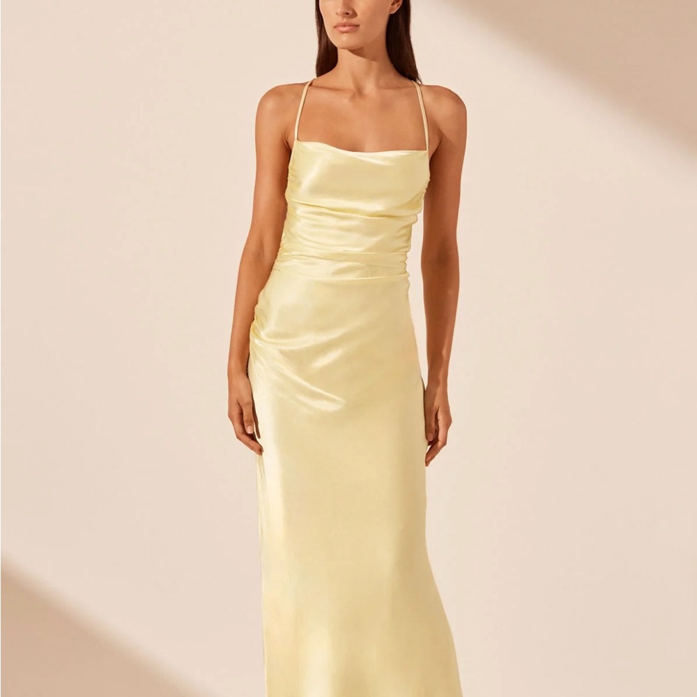 Elegant Yellow Satin Dress